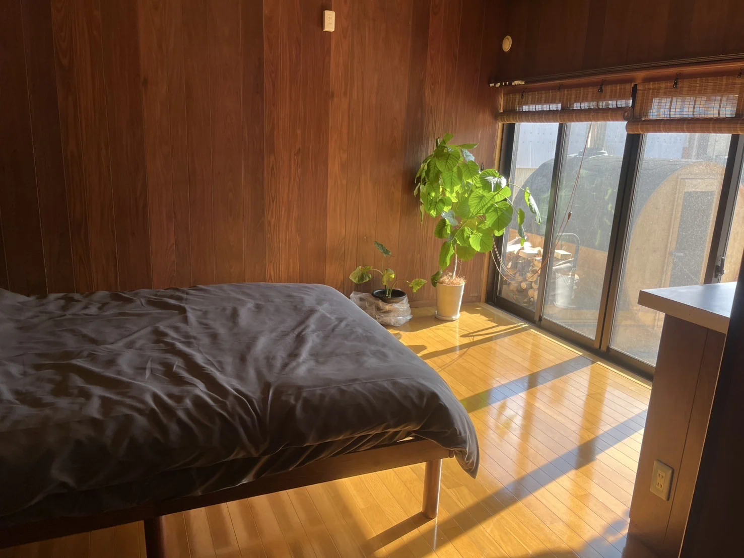 ベッドから窓を見る景色